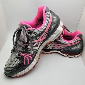 ASICS GEL KAYANO 18 T250N Womens Pink Gray Running Athletic Trail Shoe Size 10